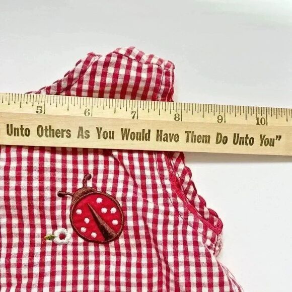 Vintage Bon Bebe Ladybug Gingham Baby Girl Sleeveless Top - Picture 6 of 10